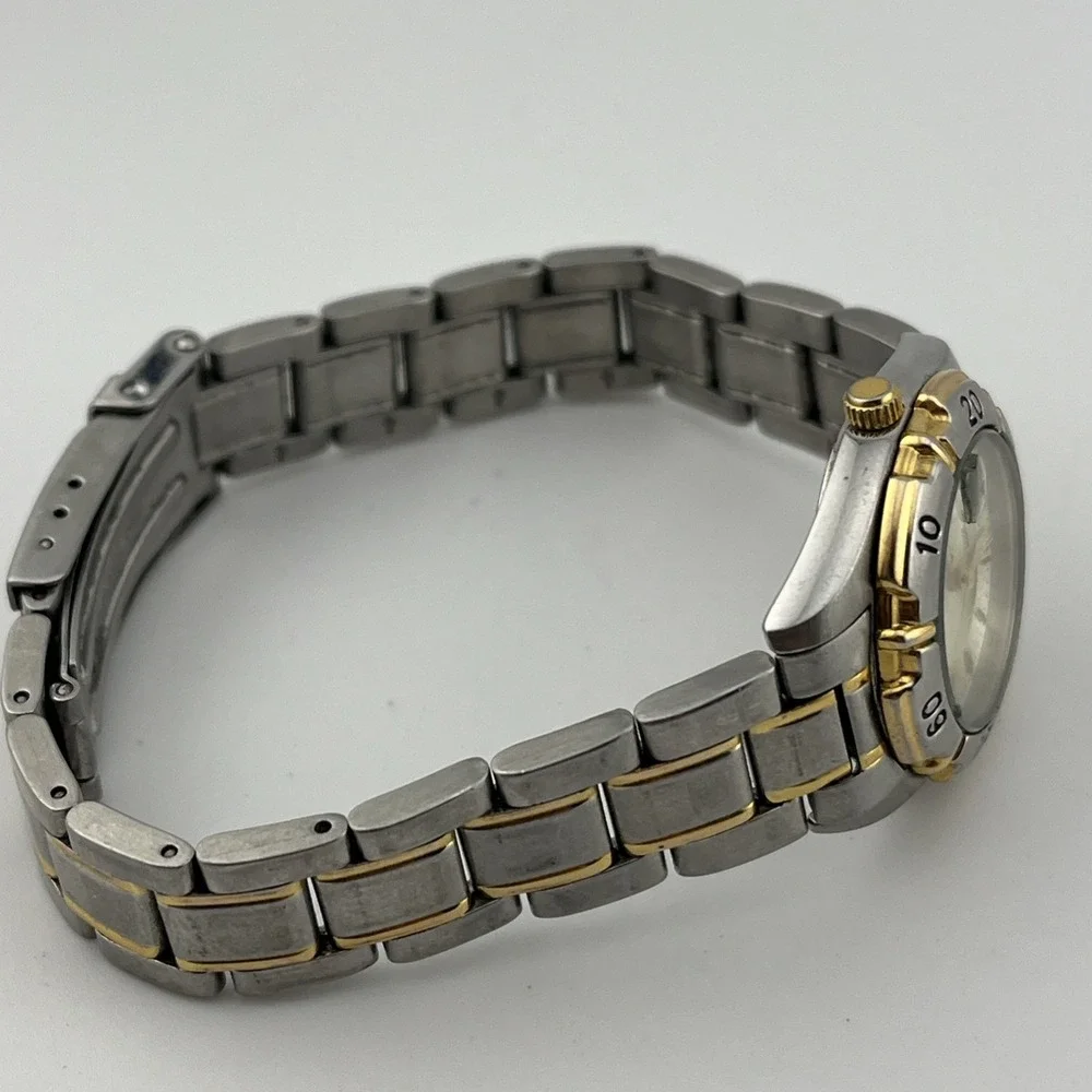 Luger Swiss Watch Women 27mm Case Rotating Bezel 7.5 Two Tone Band-‎ New Battery